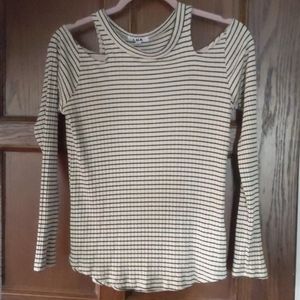 Striped Cold Shoulder Top